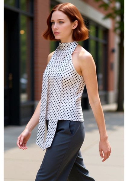 Kadın Desenli Yaka Detaylı Esnek Örme Bluz Kaliteli Şık Rahat Modern Zarif Günlük modelleri