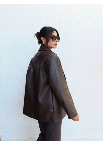 Düz Kesim Deri Blazer Ceket indirimleri