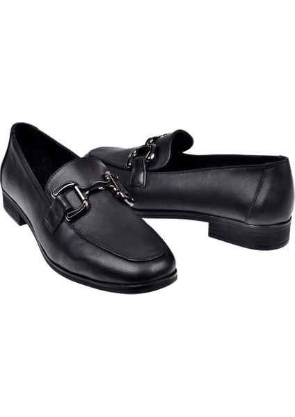 Hakiki Deri Tokalı Makosen Kadın Ayakkabı BEE-12006 Siyah indirimleri