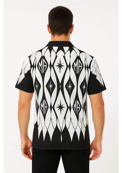 Erkek Iki Iplik Kumaş Dijital Baskılı Gömlek - Siyah fiyatları