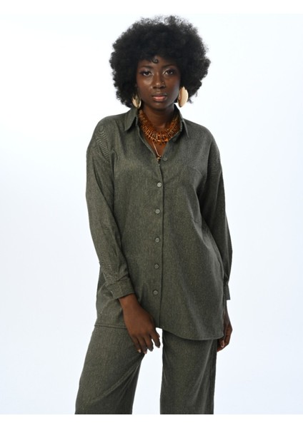 Kadın Düz Renk Tek Cepli Gömlek