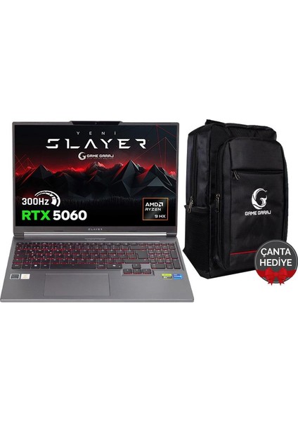 Slayer R9T-5060 C7 Amd Ryzen 9 8945HX 16GB Ram 1tb SSD RTX5060 16" 300Hz Qhd+ Freedos Gaming Laptop