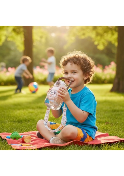 Sevimli Figürlü Pipetli Boyun Askılı Matara Otomatik Kapaklı Çocuk Matarası Okul Matarası 1000 ml fiyatları