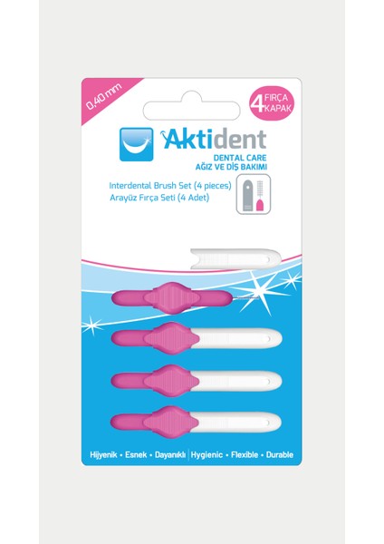 Arayüz Fırçası Esnek Kıllar ile 1.8 mm Pembe 4 Adet Ağız ve Diş Bakımı İçin
