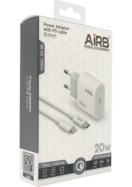Aırb 20W Güçlü Pd Adaptör ve Lightning Kablo – Iphone, iPad Uyumlu