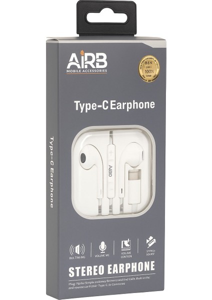 Type-C Mikrofonlu Kulaklık – Stereo Ses, Tüm Type-C Telefonlarla Uyumlu