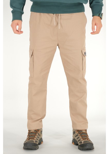 Erkek Vizon Kargo Cepli Pantolon Rahat Kesim Pamuklu Lastikli Bel