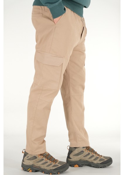 Erkek Vizon Kargo Cepli Pantolon Rahat Kesim Pamuklu Lastikli Bel indirimleri
