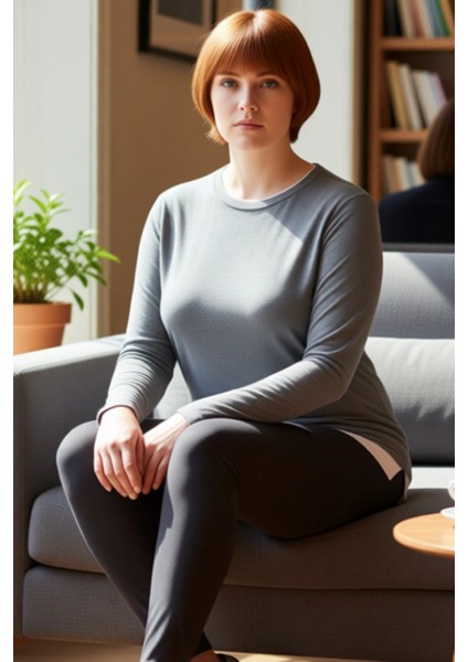 Kadın Esnek Örme Bisiklet Yaka Büyük Beden Uzun Kollu Bluz Kaliteli Şık Rahat Modern Zarif fırsatları