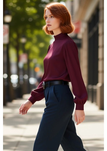 Kadınlar Için Dik Yaka Saten Bluz Şık Bağlama Detaylı Kaliteli Şık Rahat Modern Zarif Günlük modelleri