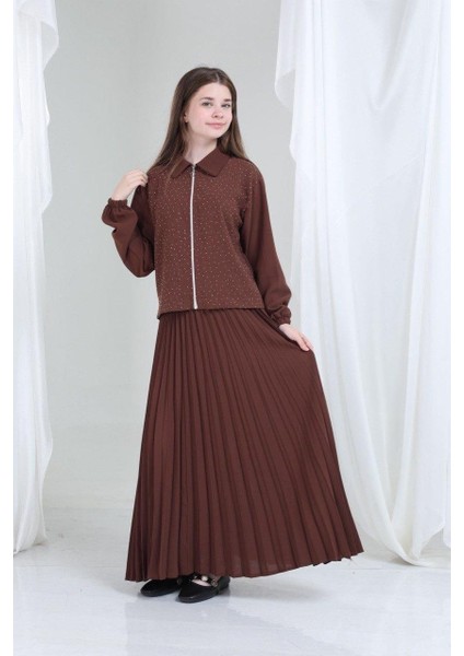 Elira Kız Çocuk Takım Kahverengi