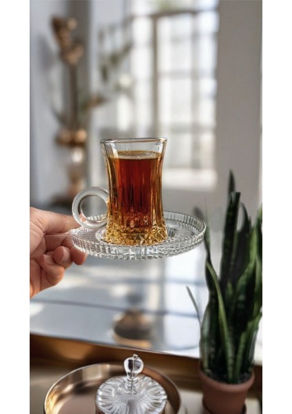 Kristal 6 Parça Kulplu Çay Bardağı ve Kristal Çay Tabağı 6 Parça fiyatları