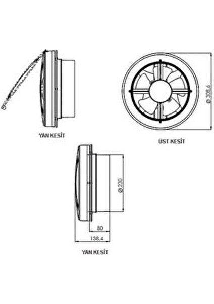 25 K Kapaklı Aksiyel Fan 520 m³/h Düşük Ses Seviyesi ve Kolay Temizlik Özelliği fırsatları