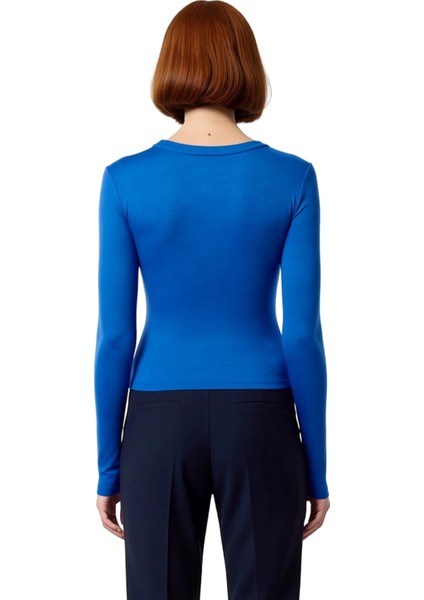 Kadın Fitted Viskoza Elastan Karışımlı Bluz Pembe Bisiklet Yaka Crop Kesim Uzun Kollu Tüm Sezonlar fiyatları