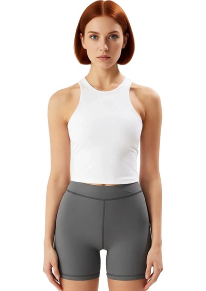 Kadın Spor Üstü Şık Halter Yaka ve Destekleyici Iç Yapı Kaliteli Şık Rahat Modern Zarif Günlük