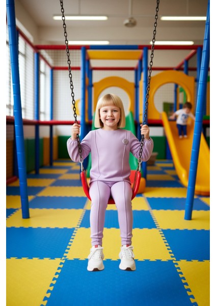 Kız Çocuk Waffle Dokulu Sweatshirt ve Pantolon Takımı Kaliteli Şık Rahat Günlük fiyatları