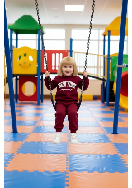 Kız Çocuk Pamuklu Slogan Baskılı Bisiklet Yaka Sweatshirt ve Eşofman Altı Takımı Kaliteli Şık fiyatları