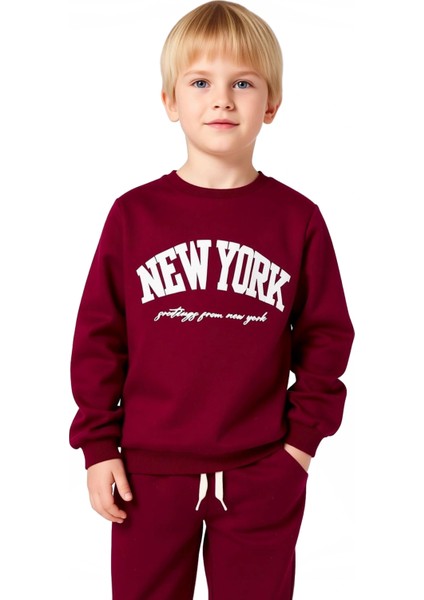 Kız Çocuk Pamuklu Slogan Baskılı Bisiklet Yaka Sweatshirt ve Eşofman Altı Takımı Kaliteli Şık indirimleri