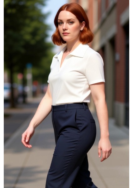 Kadın Basic Vücuda Oturan Polo Yaka Kısa Kollu Kaşkorse Bluz Cool & Comfort Yazlık Rahat Giyim modelleri