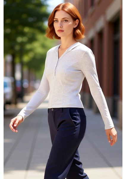 Kadın Vücuda Oturan Kapüşonlu Düğmeli Uzun Kollu Örme Üst Kaliteli Şık Rahat Modern Zarif Günlük modelleri