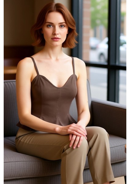 Kadın Dokuma Bluz Peplum Detaylı Kalp Yaka Kolsuz Gabardin Kumaş Casual Tarz Kaliteli Şık Rahat fırsatları