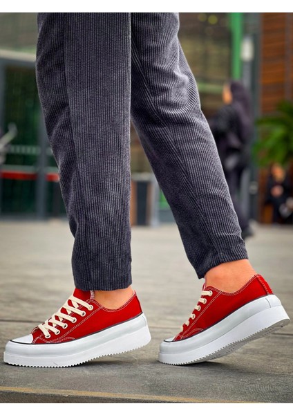 Kb-Cx-3 Kuback Kısa Bordo Keten Beyaz Yüksek Taban Spor Ayakkabı fiyatları