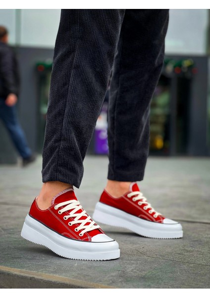 Kb-Cx-3 Kuback Kısa Bordo Keten Beyaz Yüksek Taban Spor Ayakkabı fırsatları
