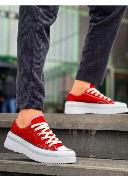 Kb-Cx-3 Kuback Kısa Bordo Keten Beyaz Yüksek Taban Spor Ayakkabı indirimleri