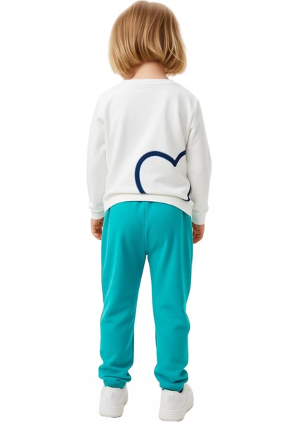 Kız Çocuk Pamuklu Kalp Baskılı Sloganlı Üst ve Esnek Tayt Ikili Takım Kaliteli Şık Rahat