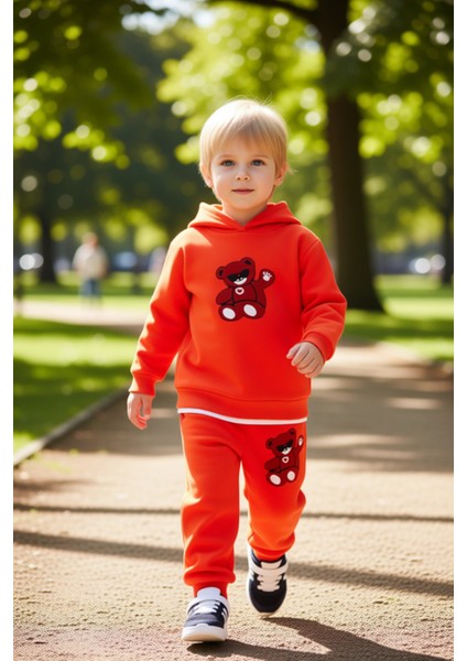 Erkek Çocuk Ayıcık Figürlü Kapüşonlu Eşofman Takımı Kaliteli Şık Rahat Günlük fırsatları