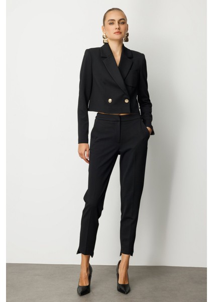 Kadın Beli Lastikli Dar Paça Pantolon 5031 Siyah