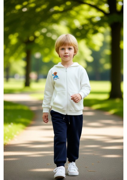 Erkek Çocuk Baskılı Fermuarlı Kapüşonlu Üst ve Eşofman Altı Seti Kaliteli Şık Rahat fırsatları