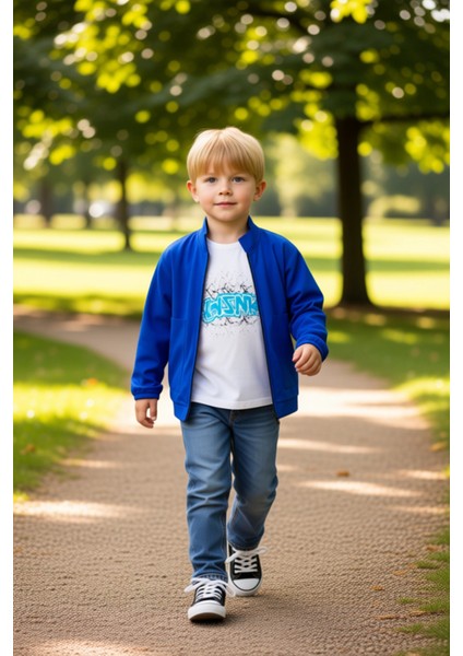 Erkek Çocuk Pamuklu Örme Tişört Hırka ve Kot Pantolon Kombin Seti Kaliteli Şık Rahat fırsatları