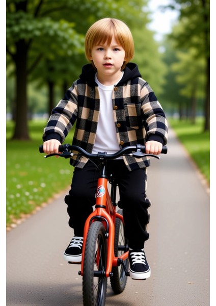 Erkek Çocuk Kapüşonlu Gömlek ve Pamuklu Alt Giyim Seti Kaliteli Şık Rahat Günlük modelleri