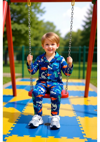 Hayvan Baskılı Erkek Çocuk Pijama Seti Konfor ve Eğlence Bir Arada Kaliteli Şık Rahat fiyatları