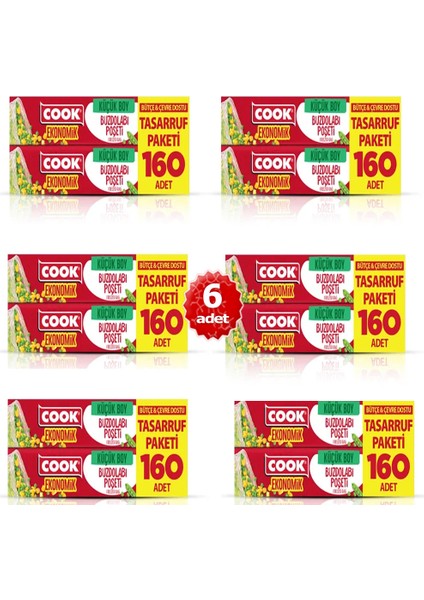 x 6 Adet Ekonomik Küçük Boy Buzdolabı Poşeti 160 Adet