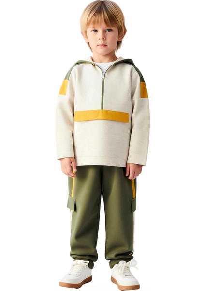 Erkek Çocuk %100 Pamuklu Ince Örme Kapüşonlu Üst ve Eşofman Altı Takımı Kaliteli Şık Rahat