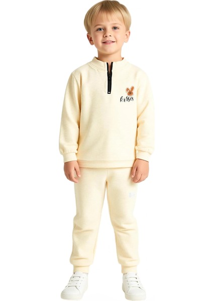 Erkek Çocuk Fermuarlı Baskılı Örme Spor Takım Kaliteli Şık Rahat Günlük