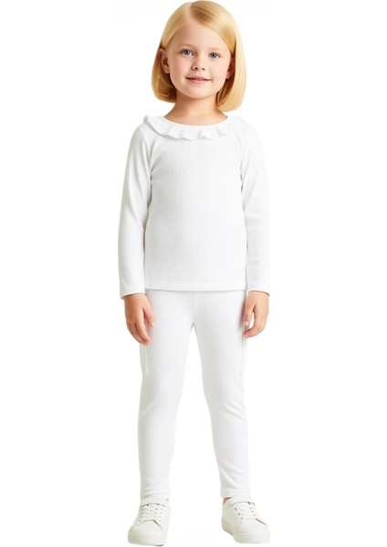 Genç Kızlar Için Düz Örme Bisiklet Yaka Üst ve Kargo Cepli Pantolon Seti Kaliteli Şık Rahat