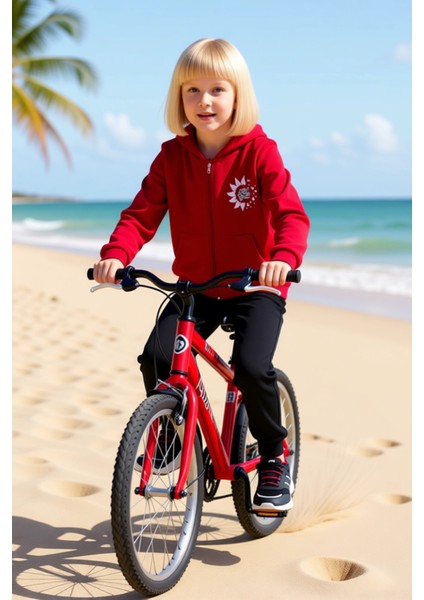 Kız Çocuk Slogan Detaylı Fermuarlı Üst ve Eşofman Takımı Kaliteli Şık Rahat Günlük modelleri