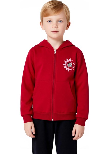 Kız Çocuk Slogan Detaylı Fermuarlı Üst ve Eşofman Takımı Kaliteli Şık Rahat Günlük indirimleri