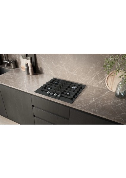 EP6A6HI40O Ocak Ankastre Gazlı Sert Cam Siyah