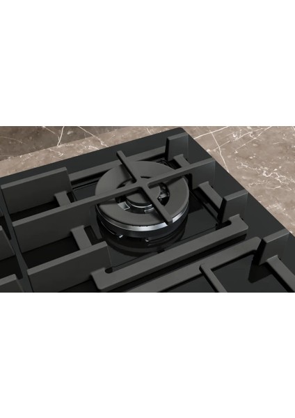 EP6A6HI40O Ocak Ankastre Gazlı Sert Cam Siyah