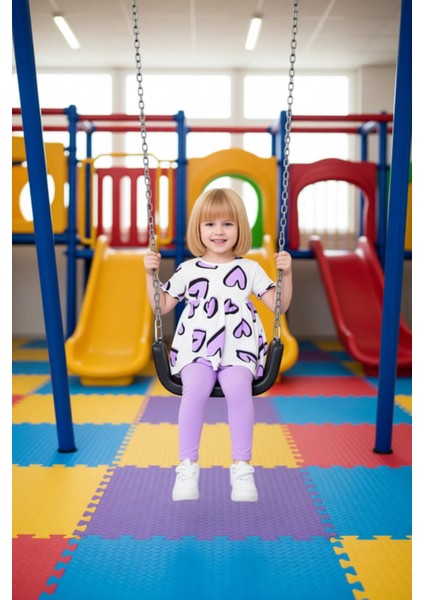 Kız Çocuk Kalp Baskılı Pamuklu Örme Üst ve Esnek Tayt Ikili Set Kaliteli Şık Rahat fiyatları