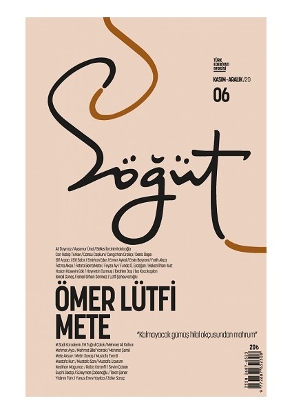 Söğüt - Türk Edebiyatı Dergisi Sayı 06 Kasım - Aralık 2020