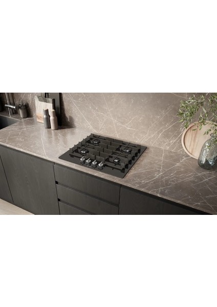 EP6A6PI40O Ocak Ankastre Gazlı Sert Cam Siyah