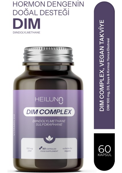 Dim Complex 60 Kapsül – DIM 100 mg, D3, Soya & Kırmızı Yonca Ekstresi ile Hormon ve Östrojen Dengesi