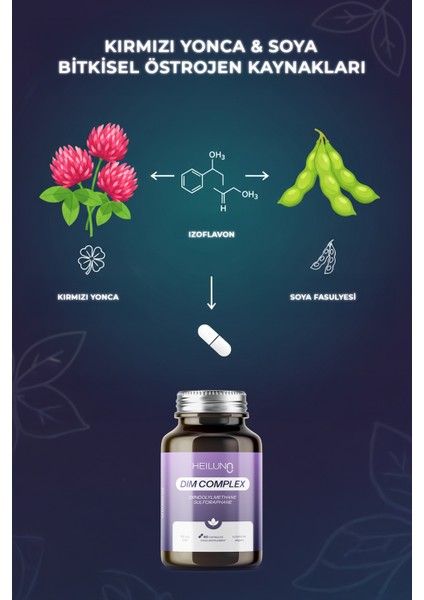 Dim Complex 60 Kapsül – DIM 100 mg, D3, Soya & Kırmızı Yonca Ekstresi ile Hormon ve Östrojen Dengesi fırsatları