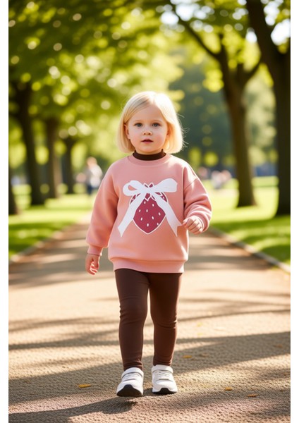 Kız Çocuk Pamuklu Baskılı Bisiklet Yaka Oversize Sweatshirt ve Tayt Seti Kaliteli Şık Rahat fırsatları