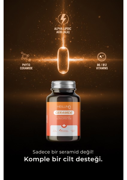 Ceramide 60 Kapsül – Cilt Bariyerini Güçlendiren %100 Vegan Takviye - Phytoceramide 60 mg, ALA, B6, B12
